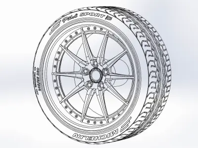 Wheels Schott Vulcan PT 20inch for scale model 3D print model