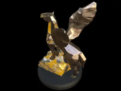 Steampunk Pegasus Rock Low-poly 3D model