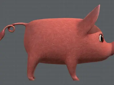 Pig cartoon V02 Low-poly 3D model
