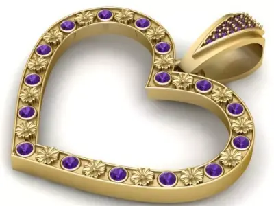 Golden Heart Pendant 3D Printable Model 3D print model