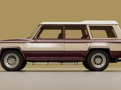 70s generic 4 door SUV Low-poly 3D model
