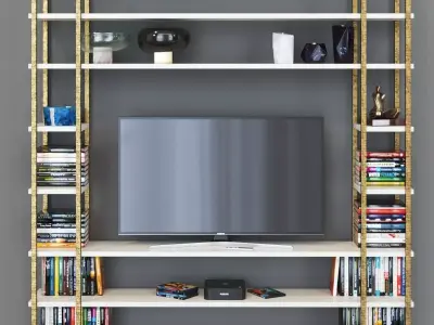 TV shelving with decoration 3D model