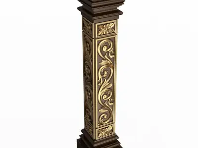 Baluster Collection Red Low-poly 3D model