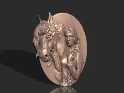 GIRL WITH HORSE FOR DECORATION CNC - 3D PRINTING 3D print model