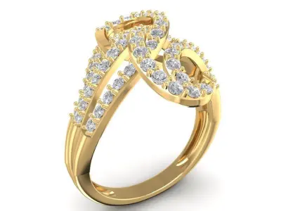 Luxury Twisted Crossover Diamond Ring for Women  1776 3D print model