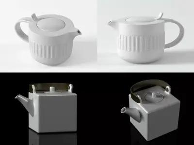 TeaTime set four different teapots 3D model