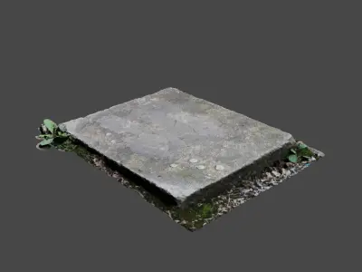 Rectangle Concrete Block Low-poly 3D model