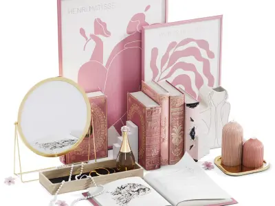 Pink decorative set 3D model