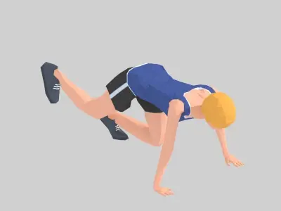 Mountain Climber  Exercise Woman Animation Low-poly 3D model