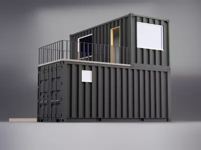 Modern Two Story Container House  Blender Twinmotion Low-poly 3D model