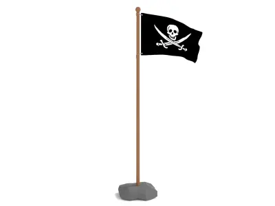 Low Poly Seamless Animated Pirate Flag Low-poly 3D model