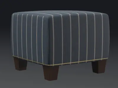 McKenzie Ottoman indigo blue stripe Low-poly 3D model