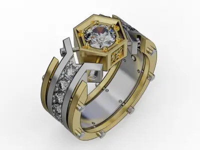 Gold Man Ring Rolex 3D print model