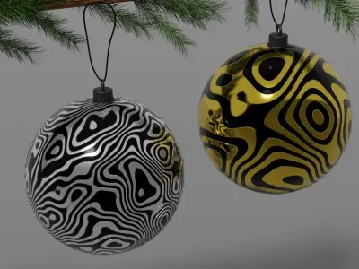 New Year Tree Ornaments pack  Low-poly 3D model