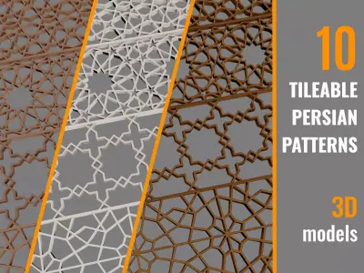 10 tileable persian patterns 3D model