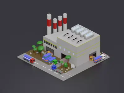 A Small Factory Free low-poly 3D model