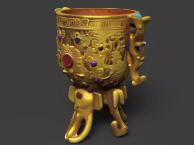 Golden cup figure    Low-poly 3D model