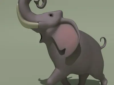 Animated Cartoon Elephant 3D model