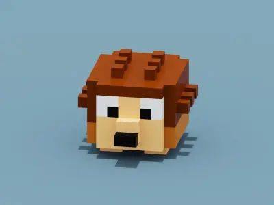 Voxel Hedgehog Low-poly 3D model