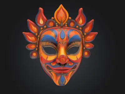 Cosplay Indian Face Mask - Prom Indian Embroidered Mask 3D print model