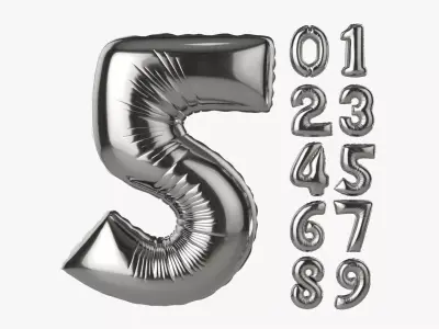 Foil air balloon numbers 03 3D model