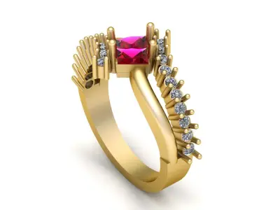Stylish Women Diamond Ring 3d printable Model 3D print model