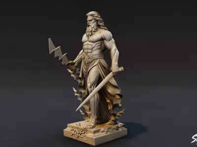 Zeus Statue Low-poly 3D model