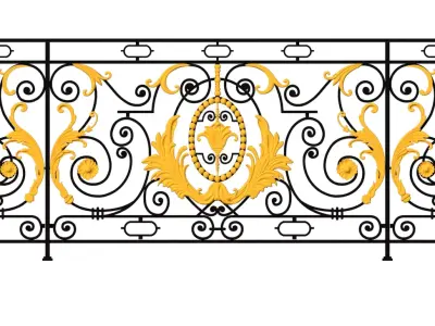 Iron balcony art vintage pattern exterior luxury home decoration 3D print model