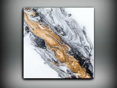 Frame 5 gold and marble abstract painting 3D model