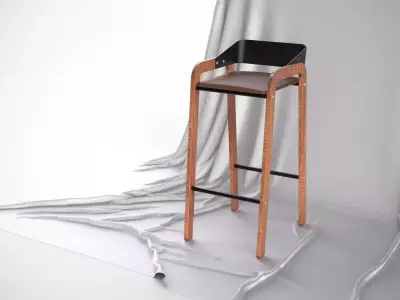 Designer Bar Stool Mid Century Modern Scandinavian Design 3D model