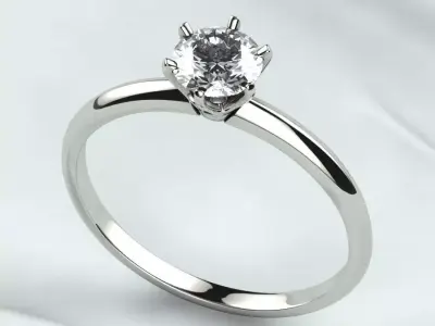 5mm Gemstone Tiffanys Style Gold Ring 3D print model