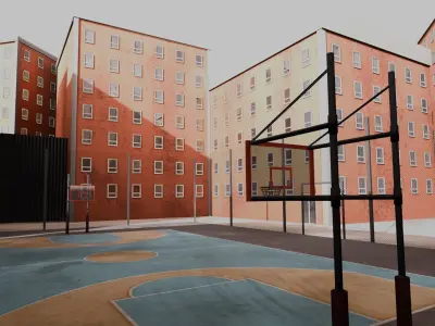 VR Basketball Court Free low-poly 3D model