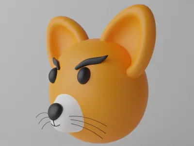 Cartoon Cute Fox Head 3D model