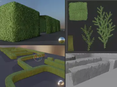 Low-Poly Boxwood Hedge Version 2 Low-poly 3D model