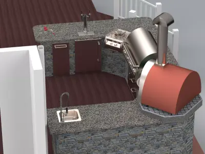 Outdoor Kitchen with Firemagic Appliances  Free 3D model