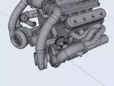 LSX Twin Turbo Engine Outlaw Pro Mod LS 3D print model