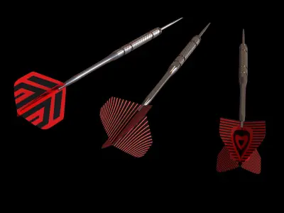 Darts Board and Darts Low-poly 3D model