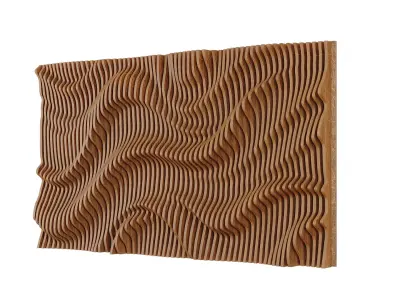 Parametric Wavy Wooden Wall Decor 09 - wood cutting machines  3D model