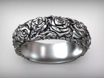 Roses Thorn Pattern Biker Ring 3D print model