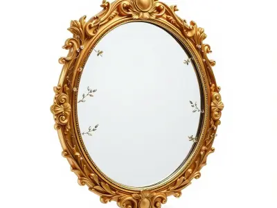 Ornate Oval Mirror Frame model pack Low-poly 3D model