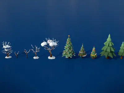 Stylized Winter City Asset Pack 200 Assets - Modular Environment Low-poly 3D model