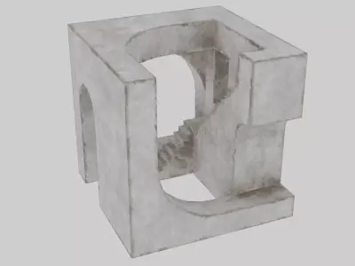 Abstract Stairs Sculpture  Low-poly 3D model