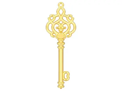 Decorative key pendant with one gemstone 3D print model