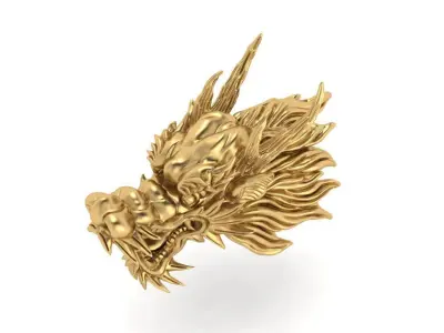 3D Printable oriental Chinese Dragon head 3D print model 3D print model