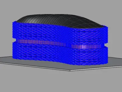 Advanced Parametric Building and facade Low-poly 3D model