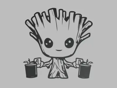 Groot 01 Wall Silhouette 3D print model