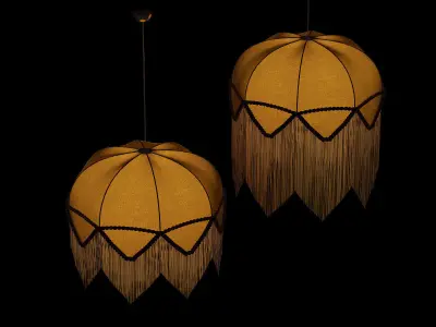 Retro fabric lampshade with muslin 3D model