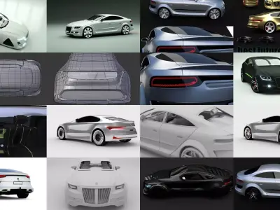 4 in 1 Affekta futuristic sci-fi hover and luxury sport cars 3D Model Pack