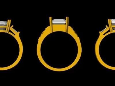 Diamond Gents Ring - 3 pis - 008 3D print model