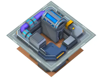 isometrical fuel rig platform station upgrade 1 Low-poly 3D model